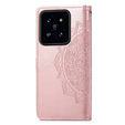 Etui z klapką do Xiaomi 14T Pro, Mandala, różowe rose gold