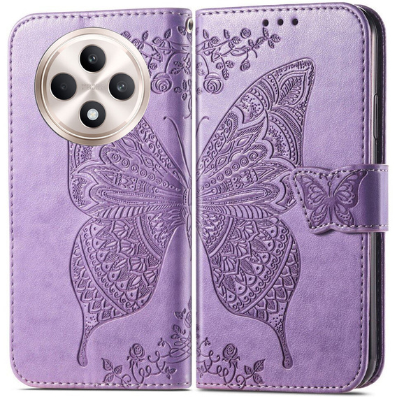 Etui z klapką do Oppo Reno 12FS / 12F, Butterfly, fioletowe