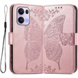 Etui z klapką do Oppo Reno 13 Pro, Butterfly, różowe rose gold