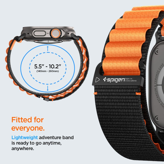 Pasek Spigen WBF1 Band do Apple Watch 8/9/10/11/SE/Ultra 1/2 (44/45/46/49 mm) – Black / Orange