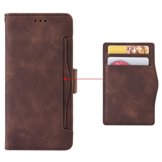 Etui z klapką do Motorola Moto E14, Card Slot, brązowe