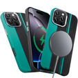 Etui do iPhone 16 Pro Max, Carbon Fiber MagSafe, czarne / niebieskie