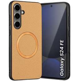 Etui do Samsung Galaxy S24 FE, Leather Hybrid MagSafe, złote