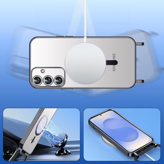 Etui do Samsung Galaxy S25, Electro MagSafe, czarne + Smycz