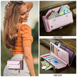 Etui CASEME do Samsung Galaxy S25 FE, RFID Leather Wallet, z paskiem na ramię, różowe
