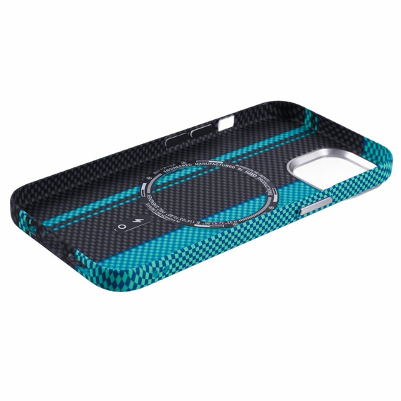 Etui do iPhone 13, Carbon Fiber MagSafe, czarne / niebieskie