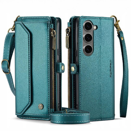 Etui CASEME do Samsung Galaxy S24 FE, RFID Leather Wallet, z paskiem na ramię, zielone