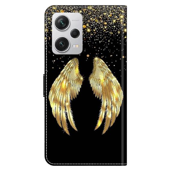 Etui z klapką do Xiaomi Redmi Note 12 4G, Wallet, Wings złote