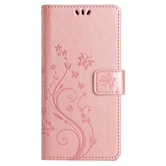 Etui z klapką do Xiaomi Redmi Note 13 Pro+, Butterfly, różowe rose gold