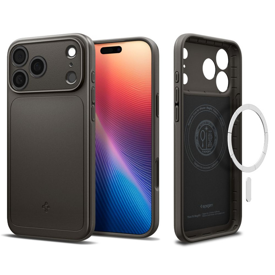 Etui Spigen do iPhone 17 Pro, Thin Fit Mag MagSafe, Gunmetal