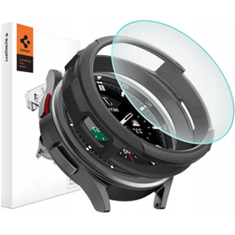 Zestaw Etui Spigen do Samsung Galaxy Watch 6 Classic 47mm, Liquid Air, Czarne + Szkło 2x Hartowane