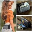 Etui CASEME do Samsung Galaxy A56 5G, RFID Leather Wallet, z paskiem na ramię, czarne