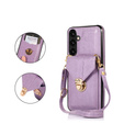 Etui do Samsung Galaxy A25 5G, Card Holder, z paskiem na ramię, fioletowe