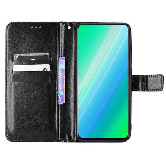 Zestaw Etui z klapką do Xiaomi Redmi Note 12 Pro+ 5G, Crazy Horse Wallet, czarne + Szkło