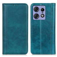 Etui z klapką do Motorola Edge 50 Pro, Split Leather, zielone