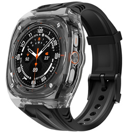 Pasek silikonowy z obudową ochronną do Samsung Galaxy Watch Ultra 47mm (2025 / 2024) – czarny, antywstrząsowy