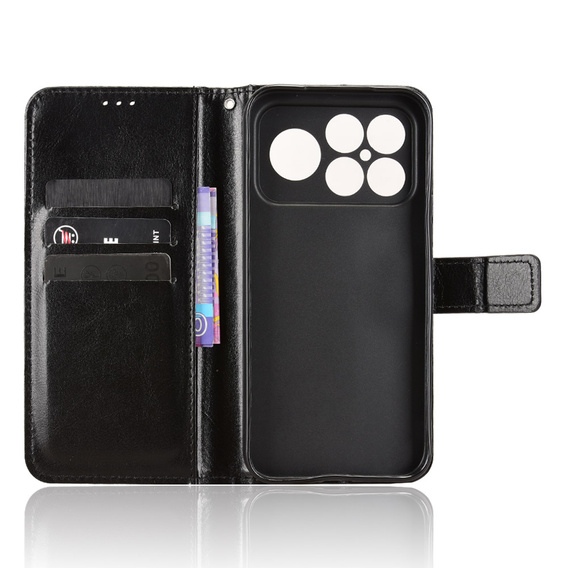 Etui z klapką do Xiaomi Poco F8 Ultra, Crazy Horse Wallet, czarne