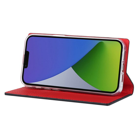 Etui z klapką do iPhone 15, Litchi Skin Grain, czarne