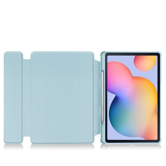 Etui z klawiaturą do Samsung Galaxy Tab S6 Lite 2024 / 2022 / 2020, Rotary 360° Leather, jasnoniebieskie