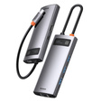Baseus Metal Gleam Series 6-in-1 Multifunctional Type-C HUB (Type-C → HDMI*1 + USB 3.0*3 + PD*1 + RJ45*1) – szary