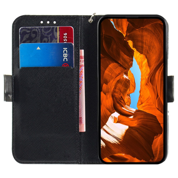 Etui z klapką do Samsung Galaxy A05s, Wallet, Cat szare