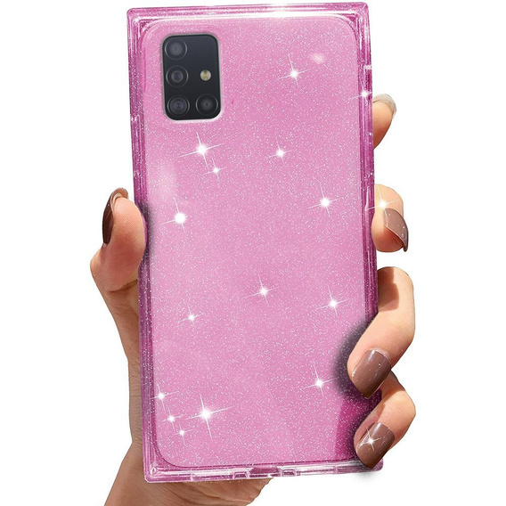 Etui Square Glitter do Samsung Galaxy A51 4G, Rose Gold