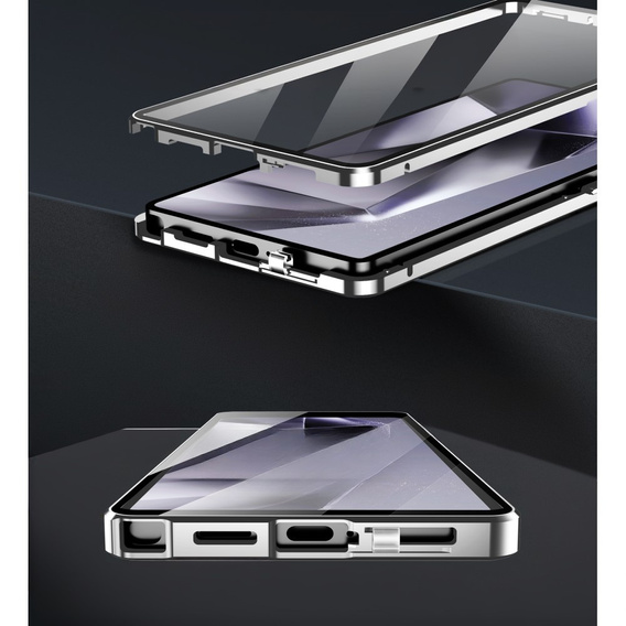 Etui Magnetic Dual Glass MagSafe do Samsung Galaxy S25 Ultra, srebrne