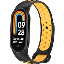 Pasek Silikonowy do Xiaomi Smart Band 10 / 9 / 8, Czarny / Żółty