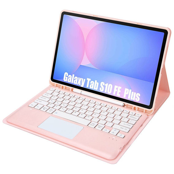 Etui z klawiaturą Bluetooth i touchpadem do Samsung Galaxy Tab S10 FE+ Plus X620/X626B – różowe