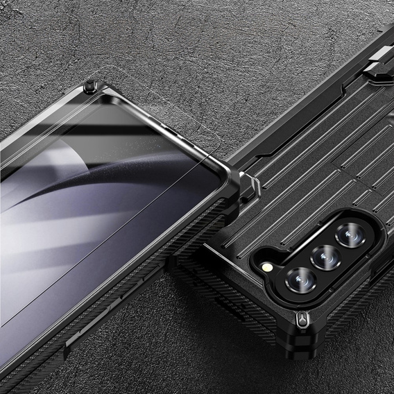 Etui do Samsung Galaxy Z Fold5 5G, Kickstand, z podstawką i ochroną ekranu, czarne