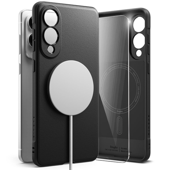 Etui Ringke Onyx MagSafe do Samsung Galaxy S25 Edge  + Szkło Hartowane 9H – Czarne