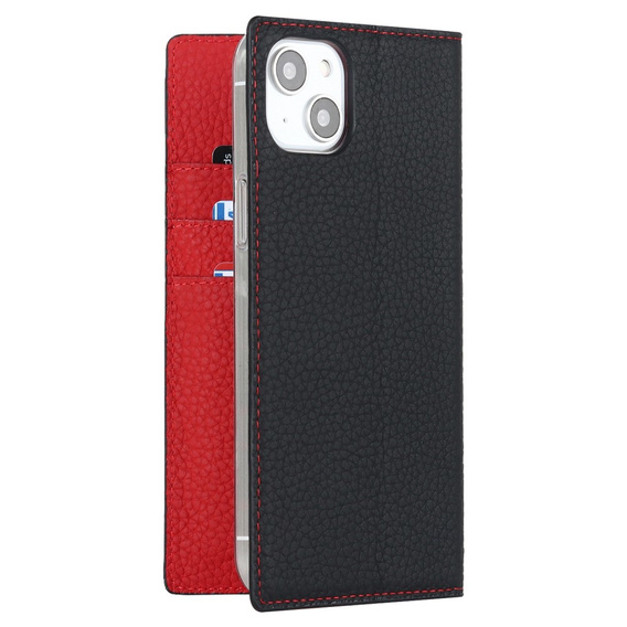 Etui z klapką do iPhone 14 Plus, Litchi Skin Grain, czarne