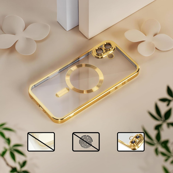 Etui do iPhone 16 Plus, Electro MagSafe, złote + Szkło na ekran