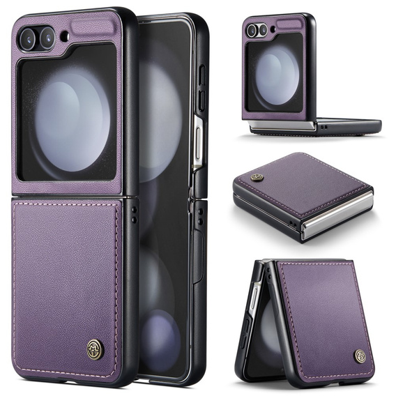 Etui do Samsung Galaxy Z Flip6 5G, CASEME Litchi Leather, fioletowe