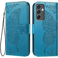 Etui z klapką do Samsung Galaxy S24 FE, Butterfly, niebieskie