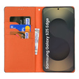 Etui z klapką do Samsung Galaxy S25 Edge, Litchi Skin Grain, granatowe