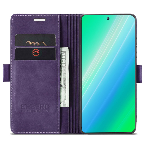 Etui do Samsung Galaxy S23, ERBORD Vintage portfel z klapką, fioletowe