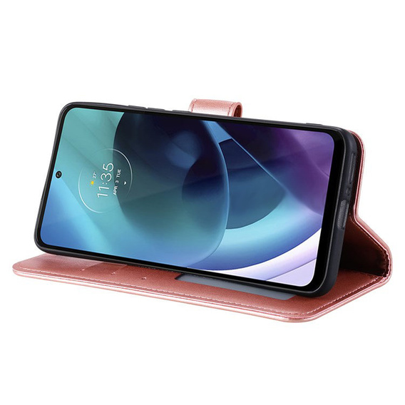 Etui z klapką do Motorola Moto G71 5G, Mandala, różowe
