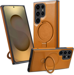 Etui do Samsung Galaxy S25 Ultra z podstawką – kompatybilne z MagSafe, brązowe
