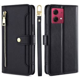 Etui z klapką do Motorola Moto G84 5G, Wallet Zipper Pocket, czarne