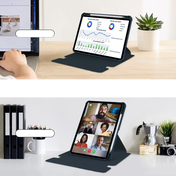 Etui z klawiaturą do iPad Pro 11" 2024 (5 gen.), Rotary 360° Leather, granatowe