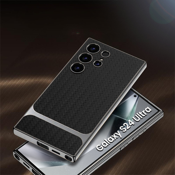 Etui do Samsung Galaxy S24 Ultra, GKK Woven Leather, czarne