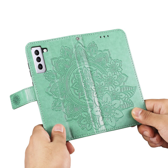 Etui z klapką do Samsung Galaxy S21 FE, Mandala, zielone