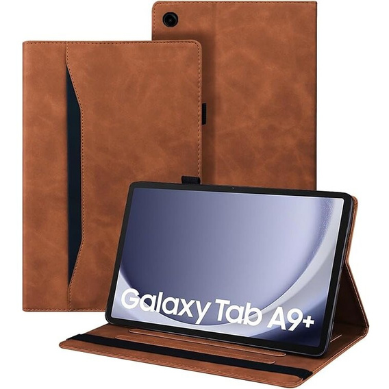 Etui do Samsung Galaxy Tab A9+, Classic, z miejscem na rysik, brązowe