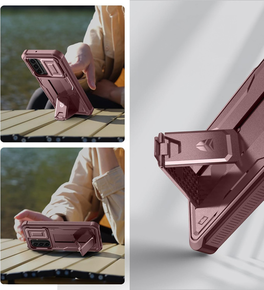 Etui pancerne do Samsung Galaxy A17, Dexnor Full Body (Two Frames), czerwone