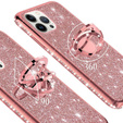 Etui do iPhone 13 Pro, Bling brokat, Rose Gold