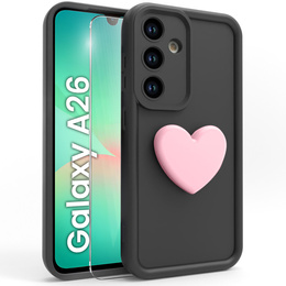 Etui do Samsung Galaxy A26 5G, Silicone Heart, czarne + Szkło hartowane 9H