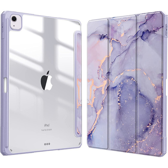 Etui do iPad Air 11" 2024 (6 gen.), Smartcase Hybrid, z miejscem na rysik, Marble fioletowe