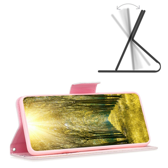 Etui z klapką do Samsung Galaxy S23 FE, Wallet, Giraffe różowe