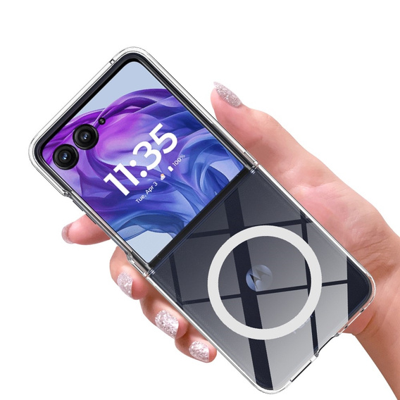 Etui przezroczyste do Motorola Razr 60 Ultra – TPU + akryl, kompatybilne z MagSafe
